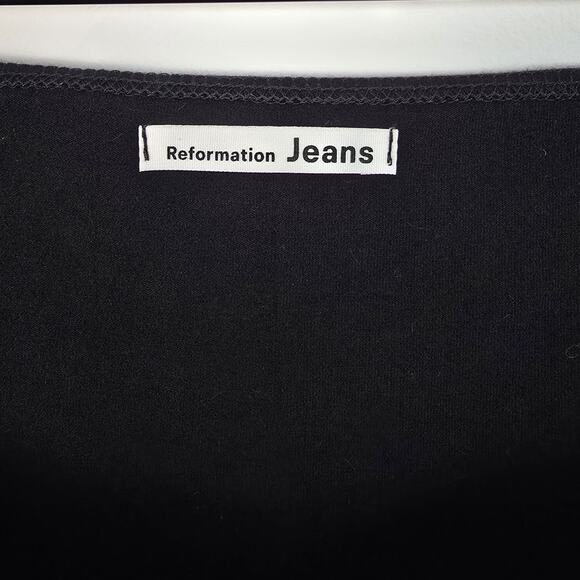 Reformation Black Long-Sleeve Sweetheart Top Size S | Organic Cotton - Picture 3 of 3